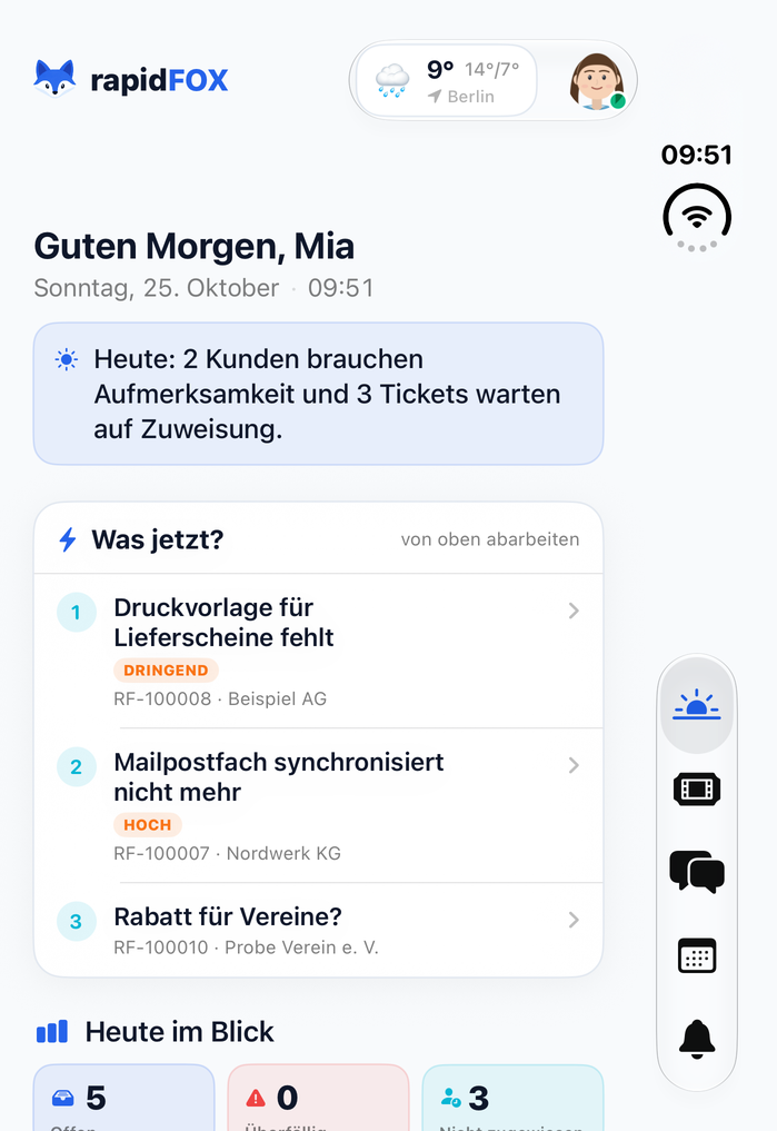rapidFOX auf dem iPhone Duo – echter Screenshot