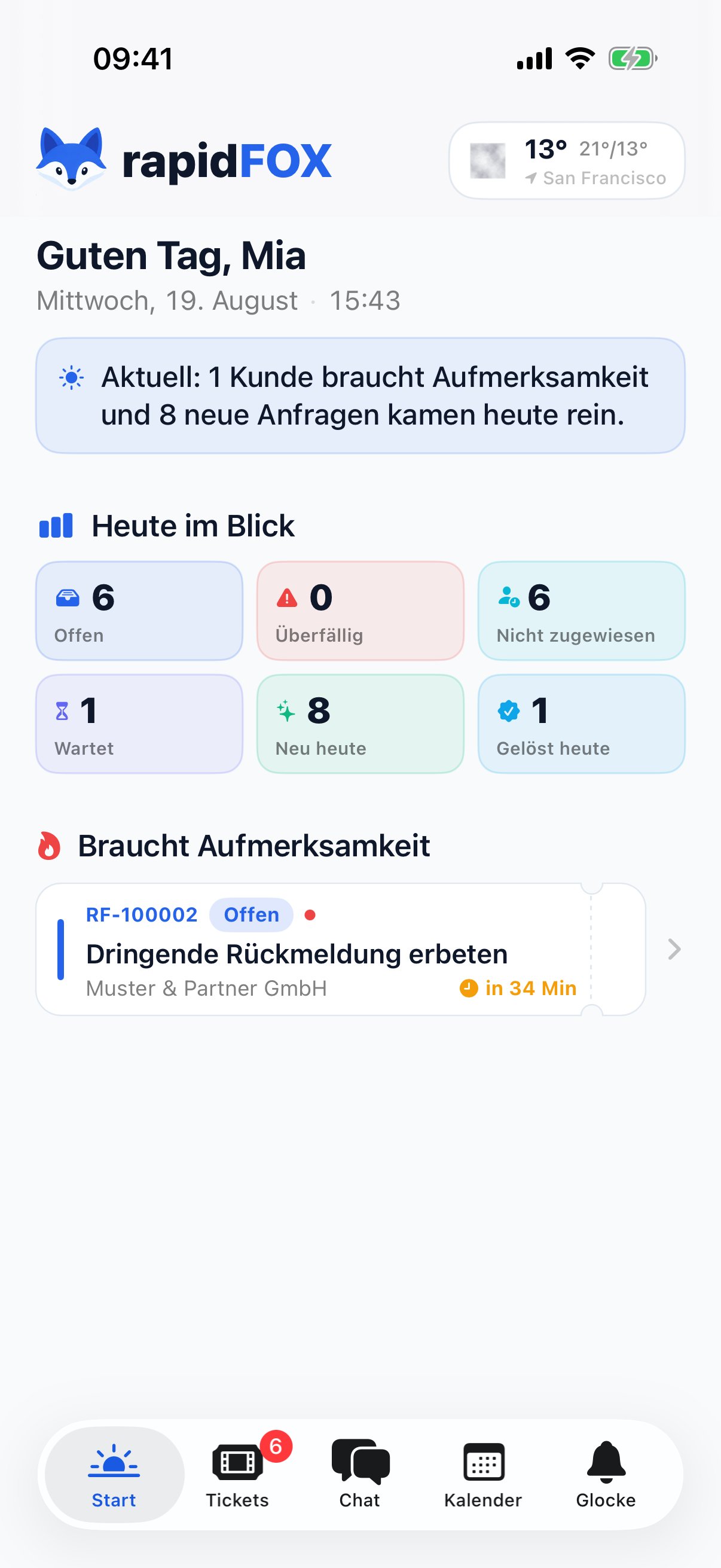 rapidFOX iOS-App – echter Screenshot